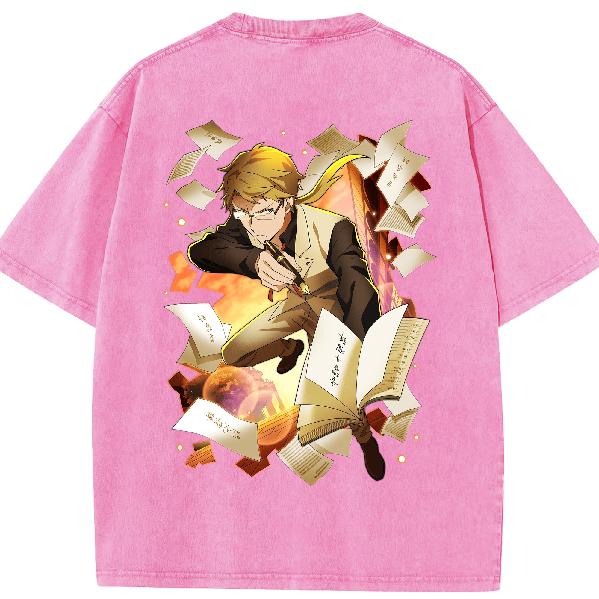 （画像用） 文豪ストレイドッグス Bungo Stray Dogs 綿100% ヴィンテージ風 半袖Tシャツ（背面プリント）